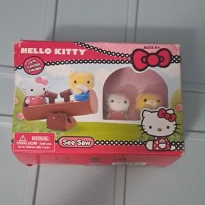 Hello Kitty Pink and White See-Saw Playset with Flocked Figures!